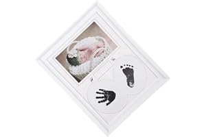 Homoyoyo Footprint Photo Frame 6-inch White Hand and Foot Prints Keepsake Frame Newborn Growth Memory