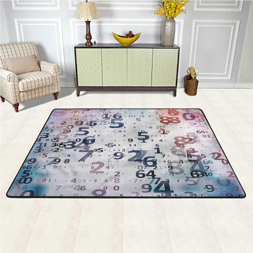 Area Rug Abstract, Digital Code Numbers Cozy Area Rug Collection Durable and Resistant to Soiling 7 x 7 Feet