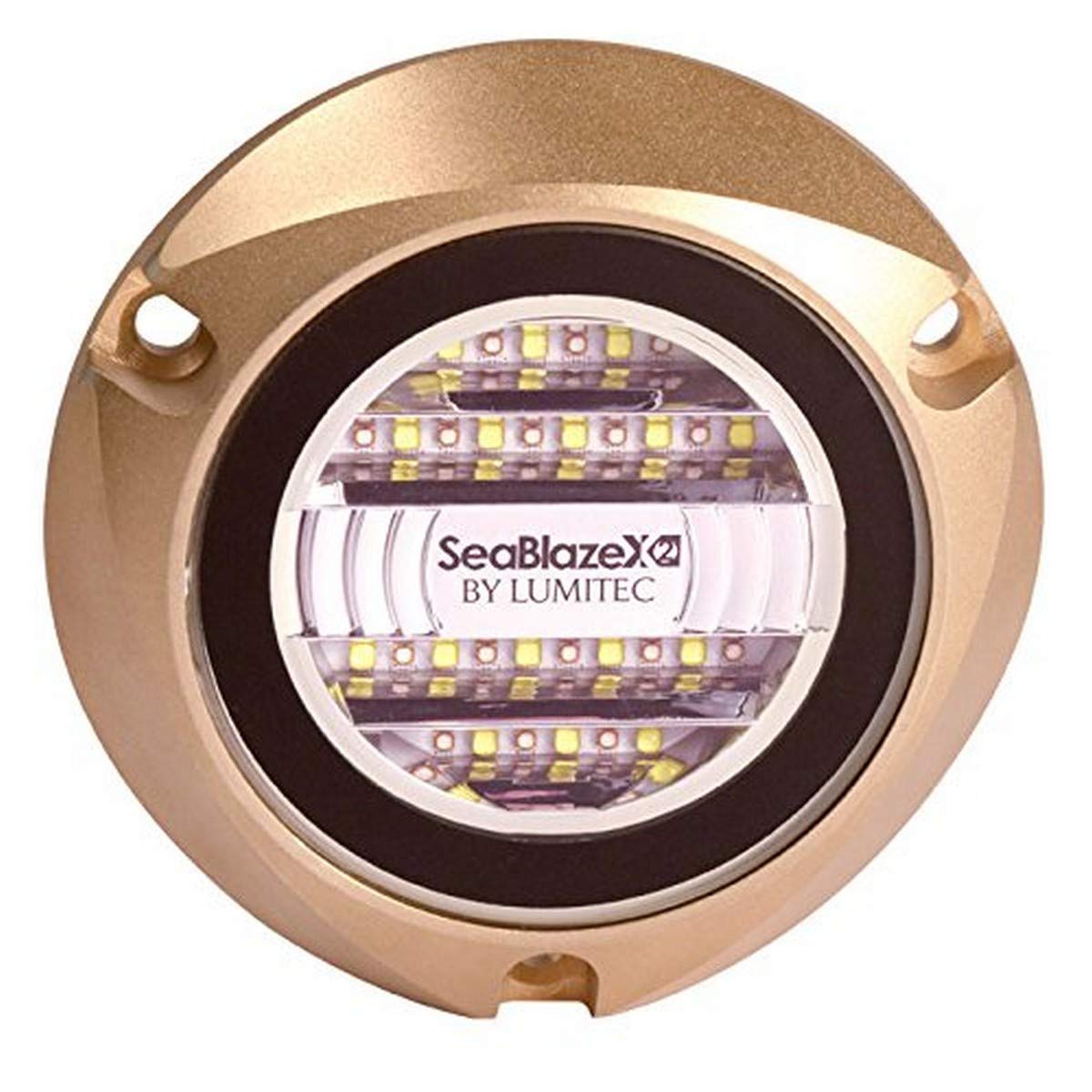 Lumitec SeaBlazeX2 Underwater LED Light - 6000 Lumens, Dual Color White/Blue & RGBW Spectrum - Solid l Bronze - PLI Enabled, Easy Surface Mount Design - 3-Year Warranty - Boat Lighting, White/Blue
