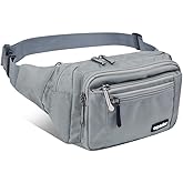 Oxpecker Waist Pack Bag with Rain Cover, Waterproof Fanny Pack for Men&Women, Workout Traveling Casual Running Hiking Cycling, Hip Bum Bag with Adjustable Strap for Outdoors (gray)