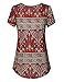 Vinmatto Women's Scoop Neck Pleated Blouse Top Tunic Shirt(XXL,Multi Red)