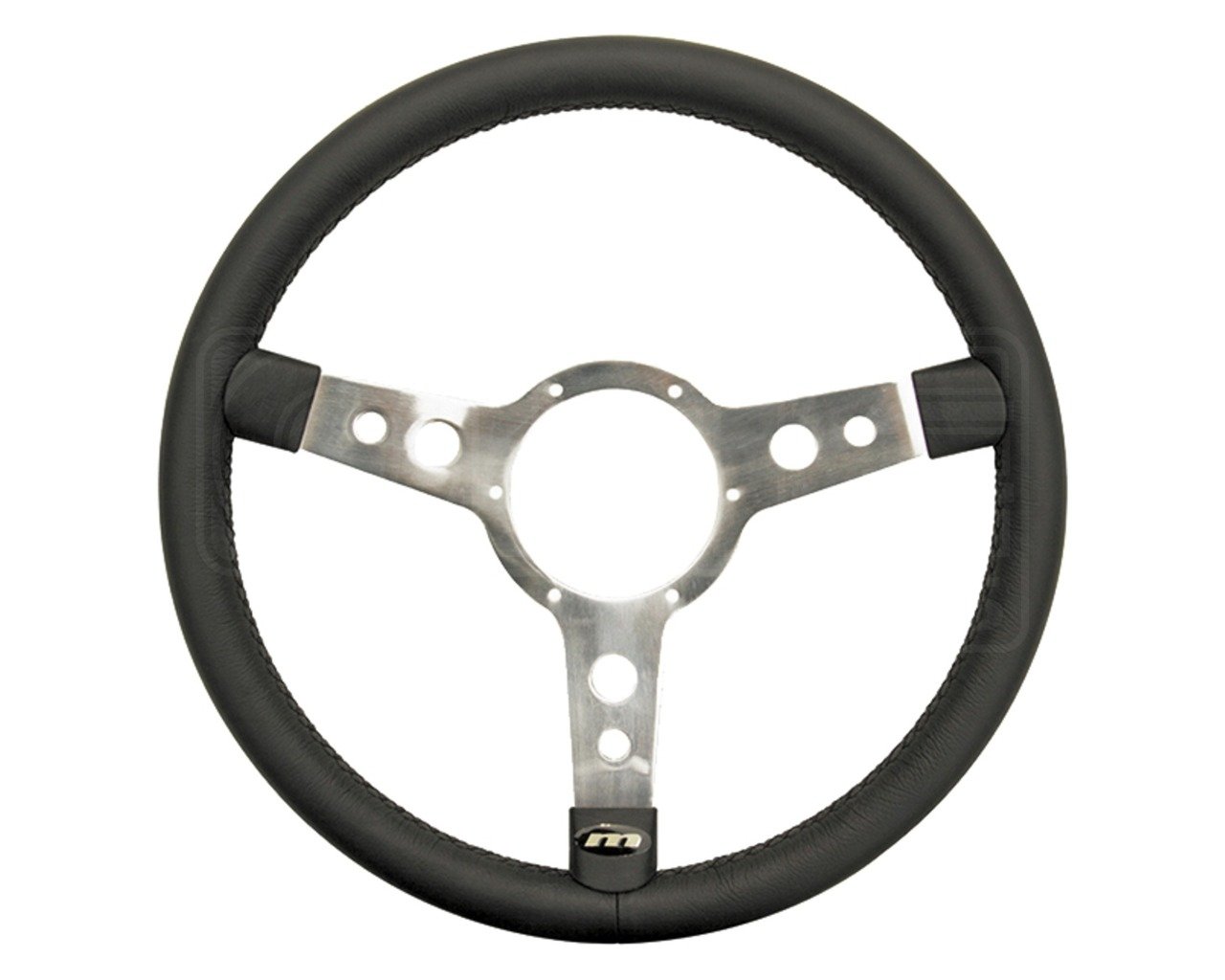 Mountney 53SPVB Polished Center Semi - Dished 3 Spoke, Black Vinyl