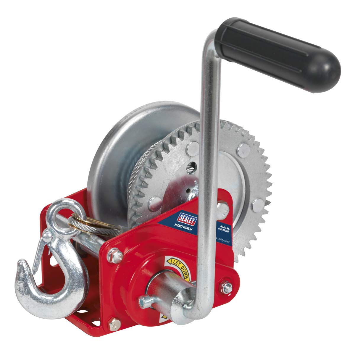 Sealey Gwc1200B Geared Hand Winch with Brake and Cable 540Kg Capacity