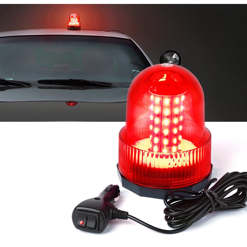 Xprite Super Bright Red Rotating Revolving LED Beacon Strobe Light，with