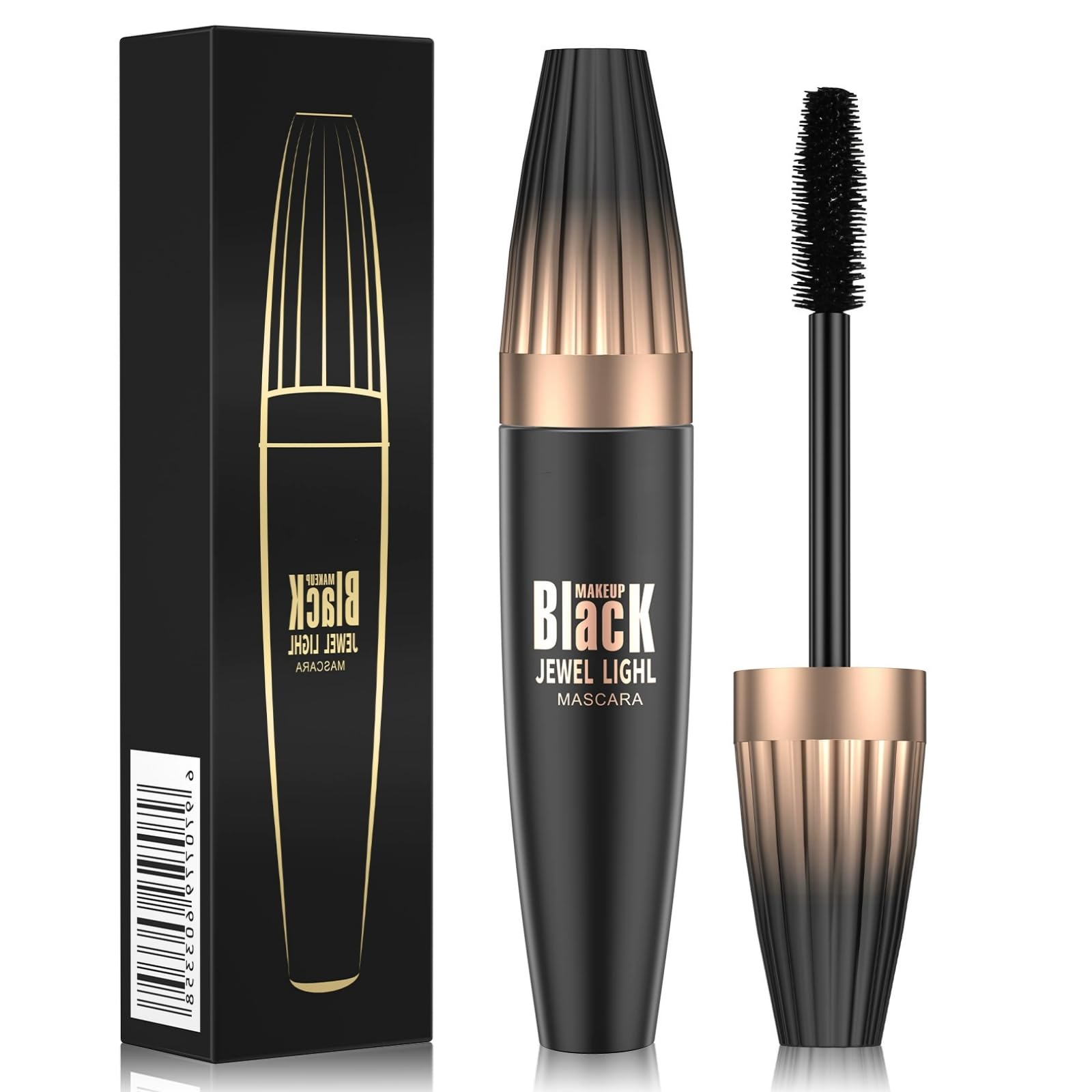 Waterproof Black Mascara, 4D Silk Fiber with Extra Long and Thick Lasting Lashes, Smudge-Proof
