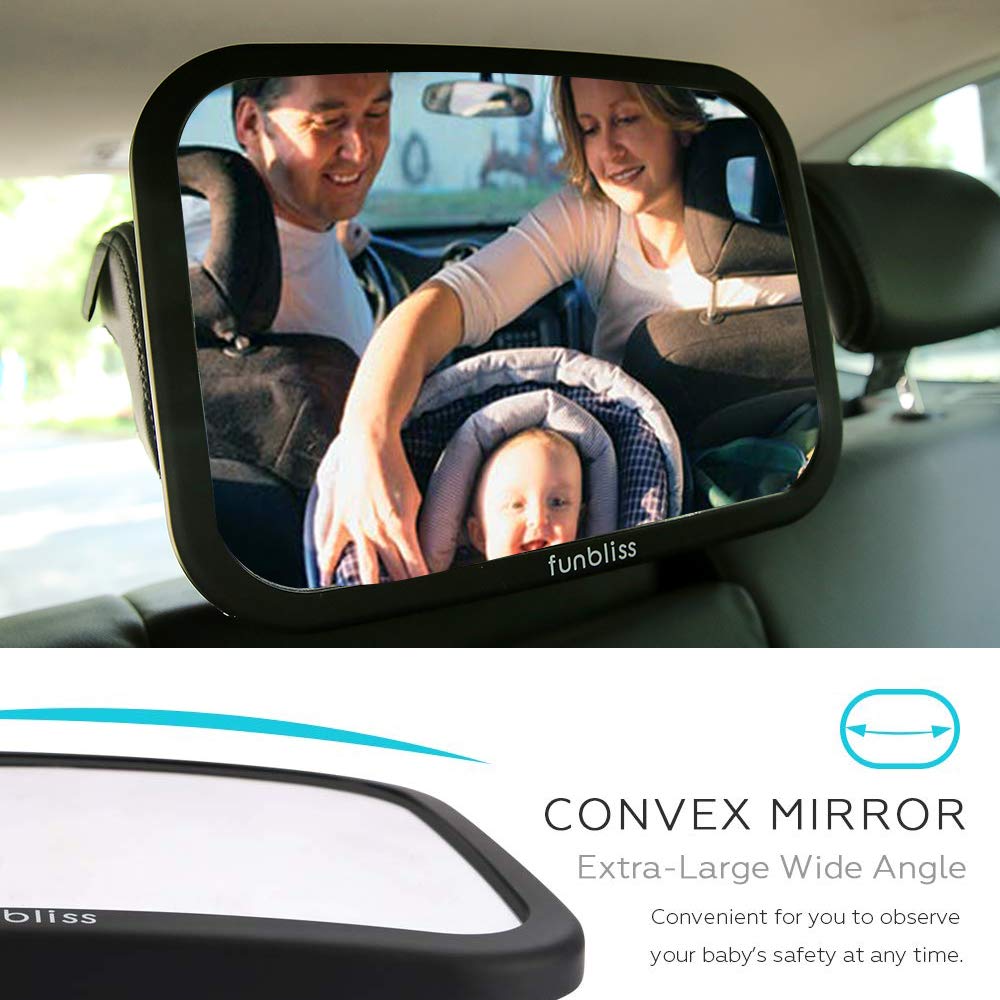 Funbliss Baby Car Mirror Safely Monitor,Car Mirror Baby Rear Facing Seat，No Assembly Required, Safer，Best Newborn, Shatterproof