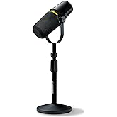 Shure MV7+ Podcast Dynamic Microphone with Stand. OBS Certified, Enhanced Audio, LED Touch Panel, USB-C & XLR Outputs, Auto L