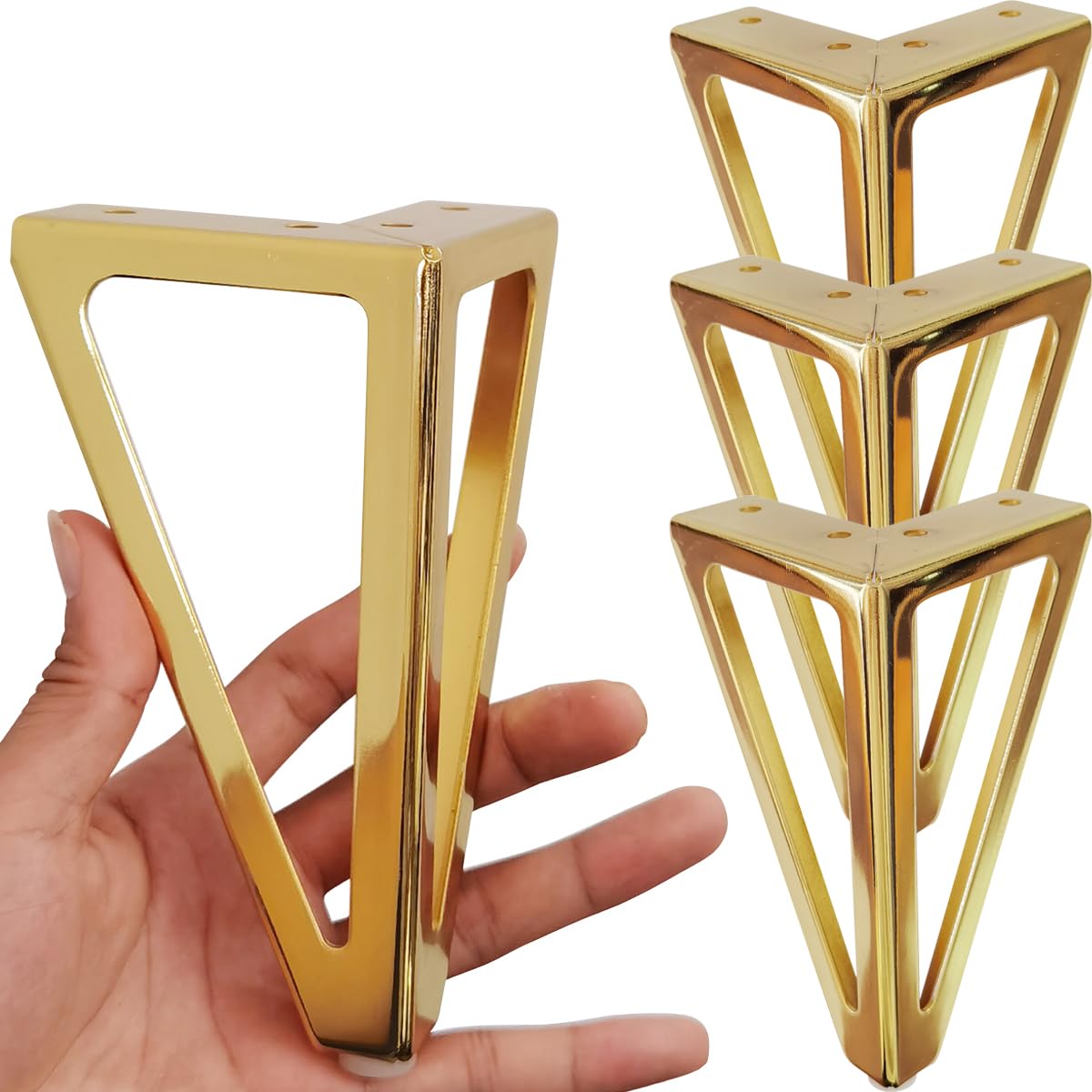 Photo 1 of Hyever 6 Inch Gold Furniture Legs Heavy Duty Metal Furniture Feet, Golden Sofa/Cabinet/Table Legs 4Pcs, 6 Inch Cabinet Legs Set of 4,Couch Feet Replacement for Dresser (Gold)