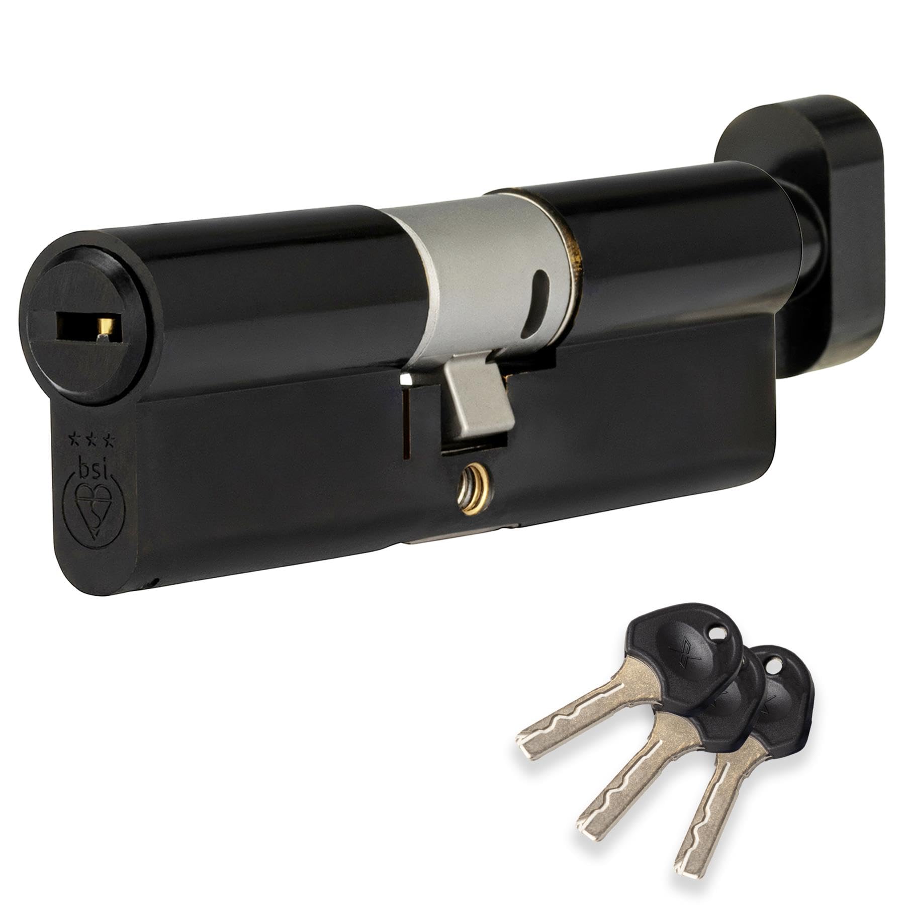 XFORT Colossus Matt Black 3 Star Kitemarked Thumb Turn Euro Cylinder Lock 55EX/45T (100mm), British Standard TS007 Anti-Snap Barrel Lock, Upvc Door Lock.