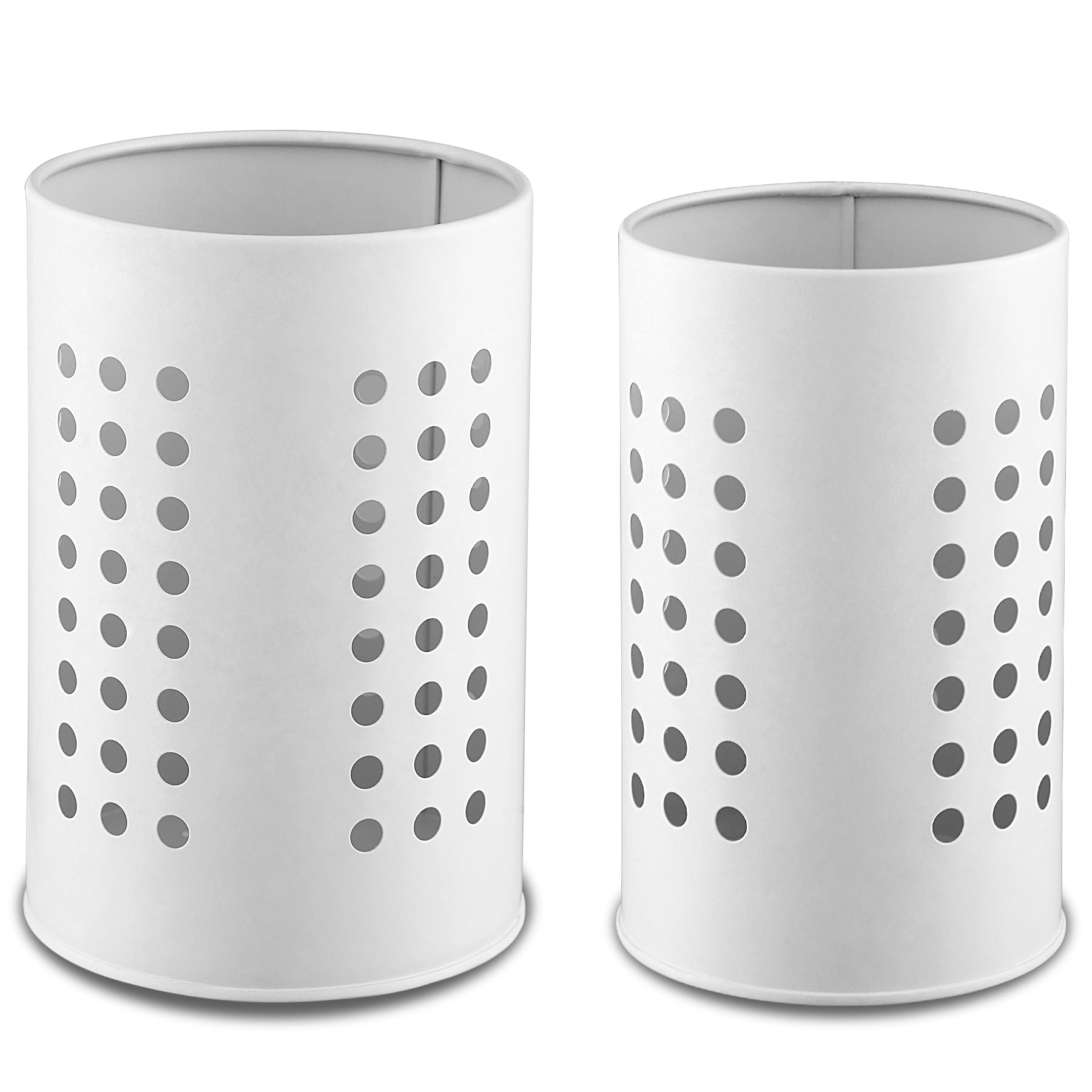 ReaNea Kitchen Utensils Holder for Countertop Pack of 2, Stainless Steel White Utensils Caddy, Farmhouse Stylish Organizer and Kitchen Decor Utensil Crock