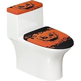 Eheartsgir Halloween Jack-o'-Lantern Pattern 2 Pcs Stretch Toilet Covers, Stain Resistant Soft Fabric Toilet Lid Cover Toilet Seat Tank Cover with Elastic Edges, Halloween Spooky Decor