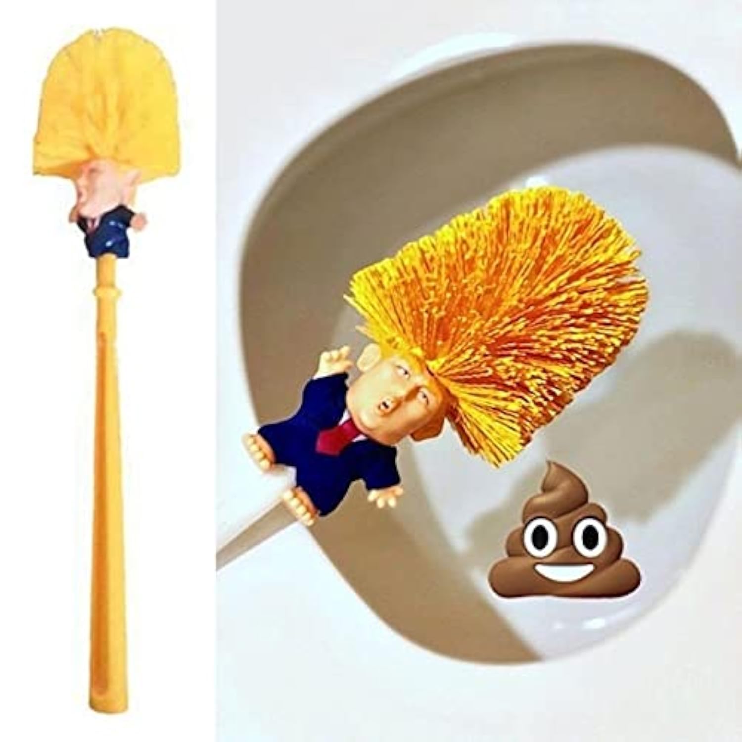 Uadme Donald Trump Novelty Toilet Brush, Hygienic Toilet Brushes Funny Gift for Bathroom Cleaning (without Holder)