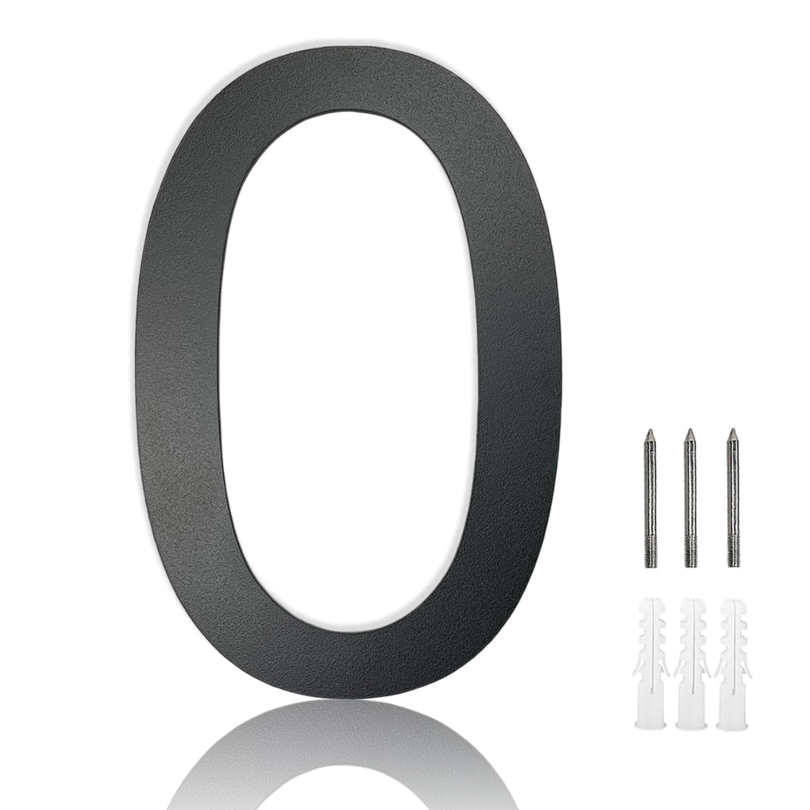 MOLVCE 8 inch Large House Number for Outside Floating, Anthracite Solid Stainless Steel RAL 7016 Anthracite Door Number Fine Structure Powder Coated, Sign Screw On, Font Arial - Number 0