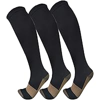 Copper Compression Socks For Men & Women(3 Pairs),15-20mmHg is Best For Running,Athletic,Medical,Pregnancy and Travel