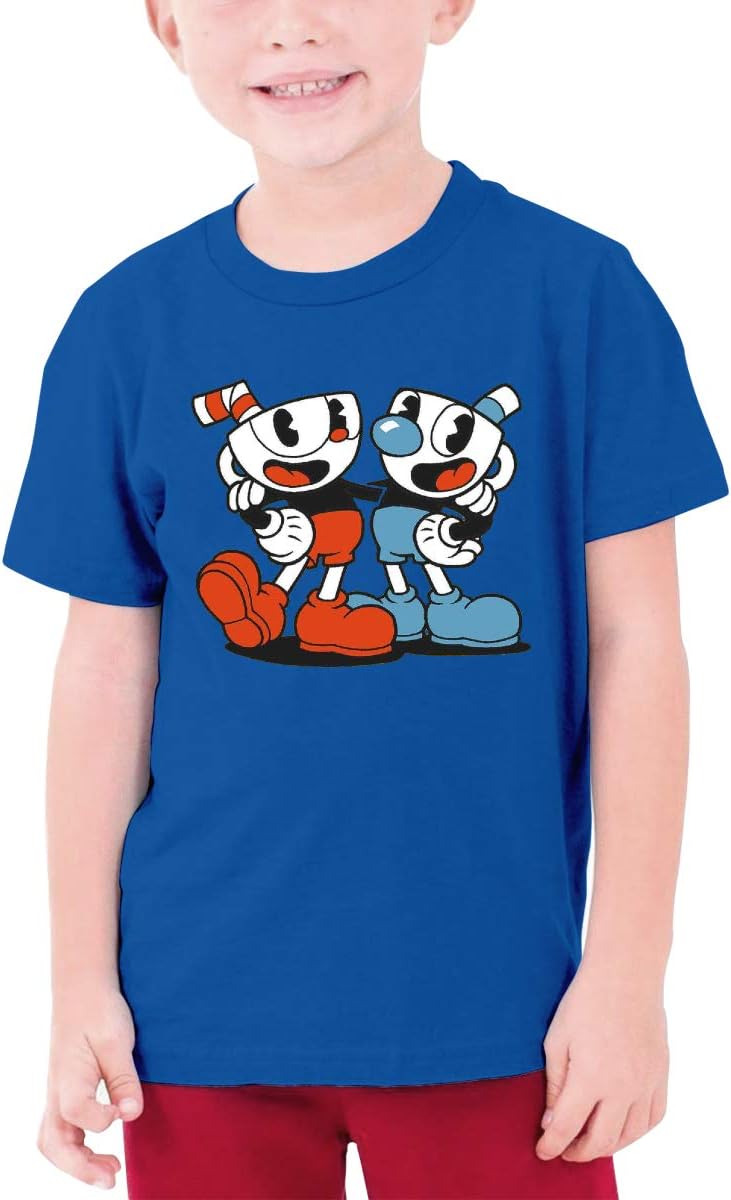 Boys Cuphead and Mugman Casual Shirt M Blue