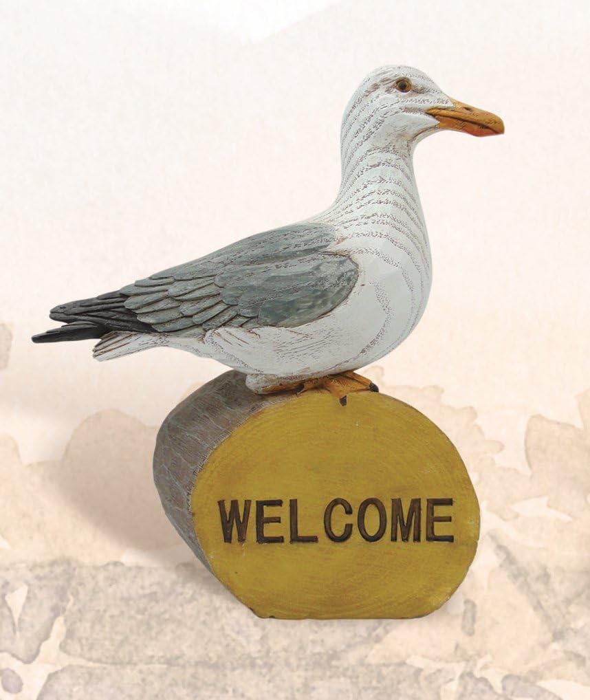 Amazon Com Hs Seagull On Welcome Log Nautical Decoration Home Kitchen