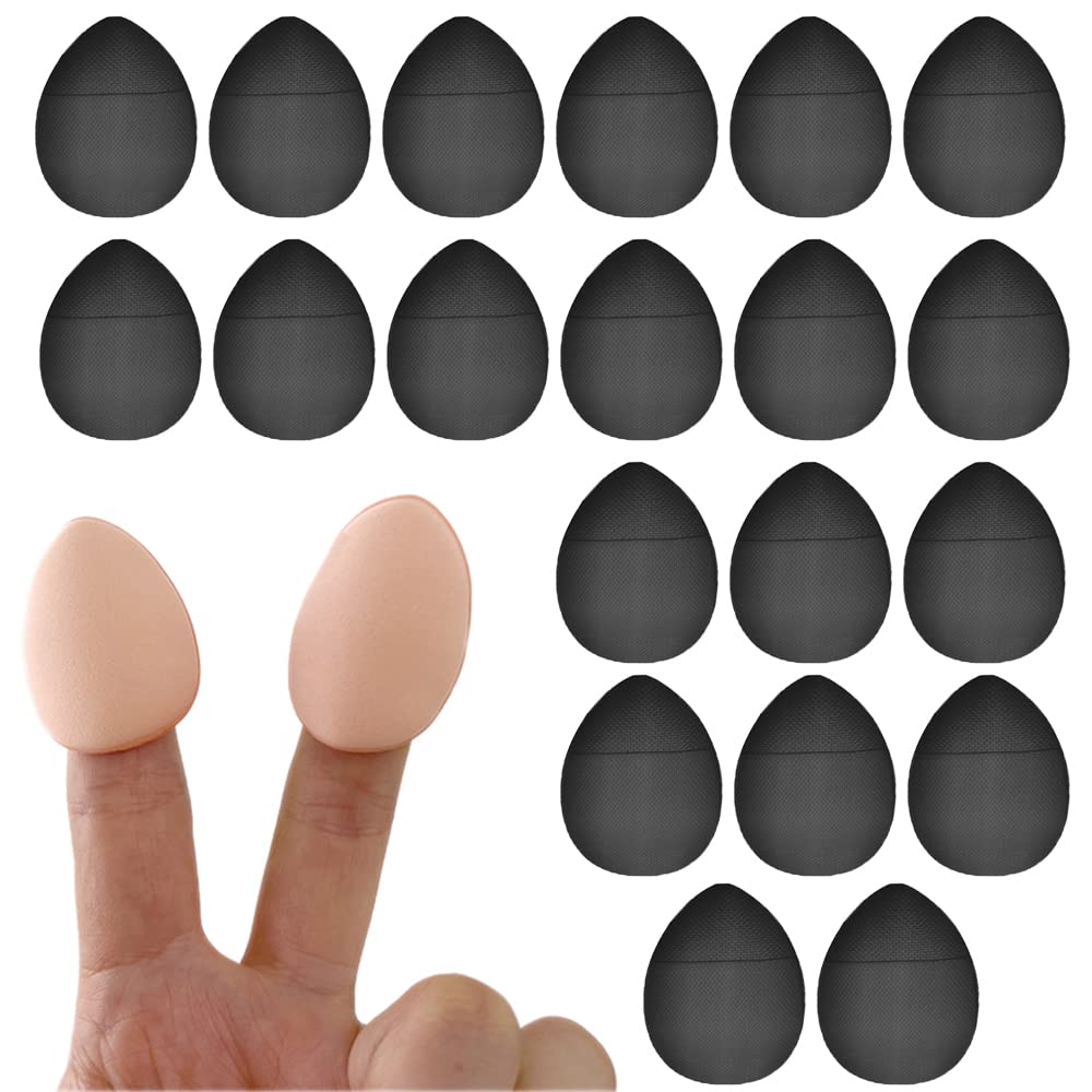20 Pcs Finger Powder Puff Band Handle Makeup Blender Sponge Ultra Soft Mini Powder Puff for Foundation Concealer Cosmetic Foundation Sponge Mineral Powder Wet Dry Makeup Tool