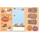 550 Sheets Capybara Sticky Notes, Kawaii Little Capybara Sticky Tabs, Self-Stick Pads, Cute Memo Notes, 11 Packs 50 Sheets/Pack, Office School Study Supplies for Students Teachers Kids Women