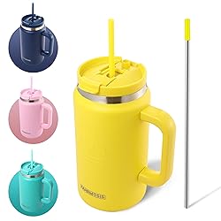 FAHRMOSIS 50 Oz Tumbler with Handle and Straw Large