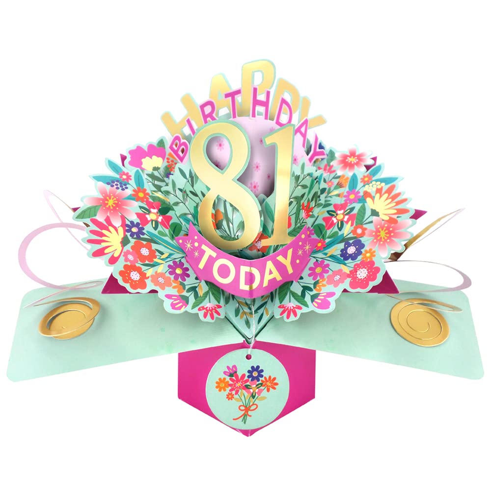 Happy 81st Birthday 81 Today Pop-Up Greeting Card Love Kate's Pop Up Cards Her POP215MC81