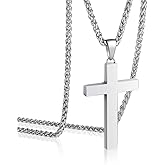 P. BLAKE Stainless Steel Cross Pendant Necklace for Men Boys, Christian Cross Pendant with 16-24 Inches Chain Cross Necklace Jewelry Gifts