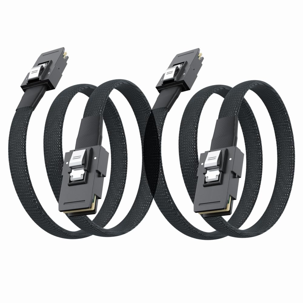 10Gtek [2 Pack 6G Internal Mini SAS SFF-8087 to SFF-8087 Cable, 100-Ohms, 1-m(3.3ft)