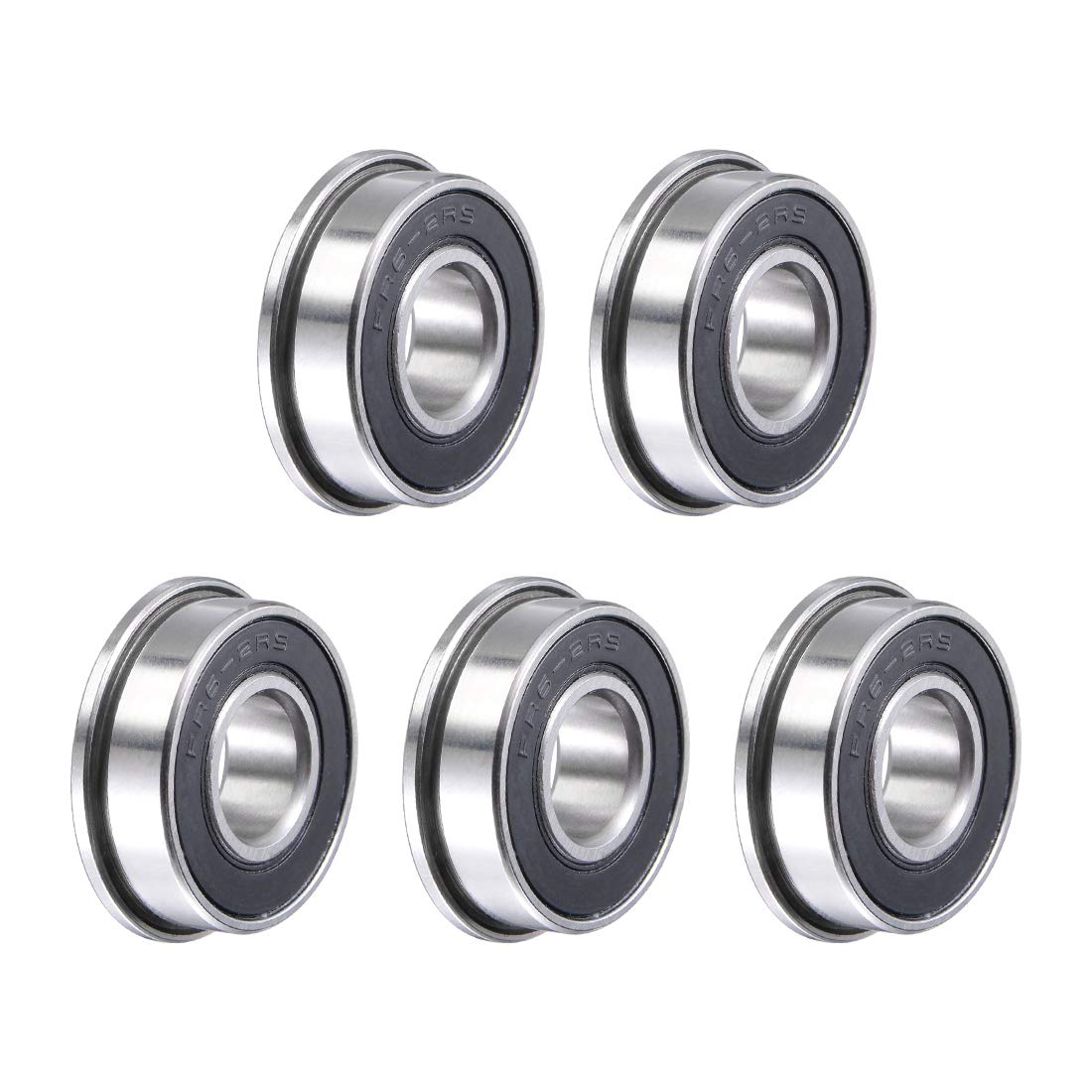 sourcing map FR6-2RS Flanged Ball Bearing 3/8"x 7/8"x 9/32" Sealed Chrome Steel Miniature Ball Bearings 5pcs