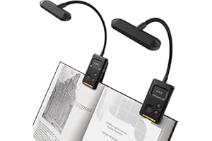 AXX Clip on Book Light for Bed, Rechargeable Reading Lamp for Kids, 1000mAh Battery Operated, 30/60 Minutes Timer, Lighting Accessories for Travel Car at Night - Portable, Small, Cute, 2 Pack