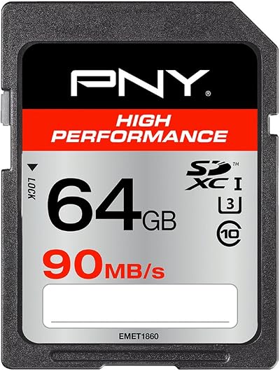 PNY 64GB SDXC Class 10 UHS-1 U3 Flash Memory Card 90MB/s Read 40MB/s Write