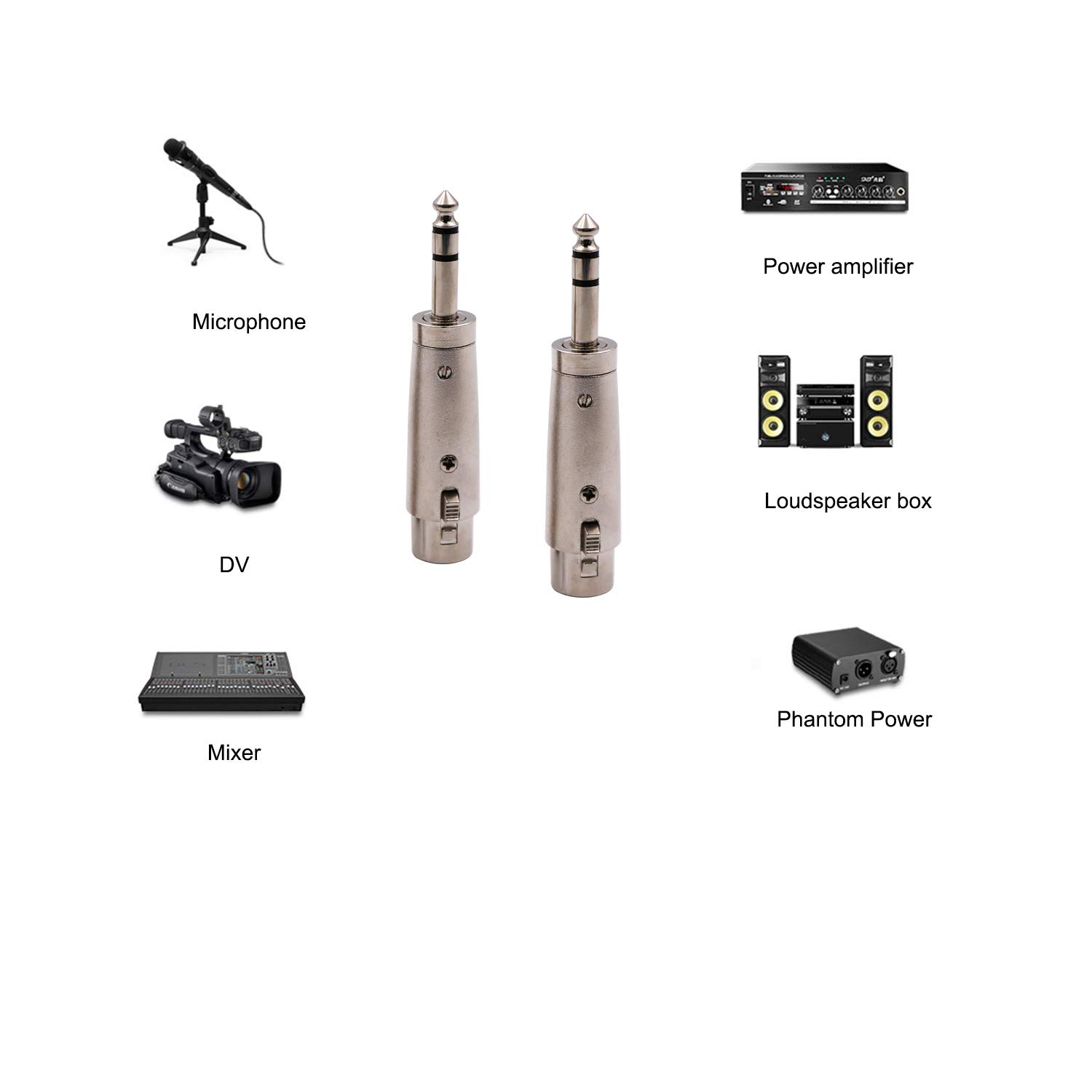 1/4 TRS to XLR Female Adapter Female XLR to 1/4 Stereo Balanced Audio Connector - 2 Pack: Home Audio & Theater
