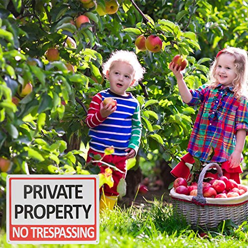 CESHUMD Private Property No Trespassing Metal Sign (4 Pack), 7x10 Inches Indoor/Outdoor Use for Home Business Security Alert, Reflective, UV Protected & Waterproof
