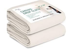 Canvas Drop Cloth 4X15 ft Pack of 2 - Odourless Painters Drop Cloth for Painting Cotton Canvas Tarps for Floor & Furniture Protection - All Purpose Canvas Fabric Painting Drop Cloths by Avalon Home