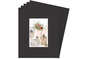 Space Art Deco, 5 Pack 8x10 Picture Mats for 4x6 Photo, Acid Free White Core Bevel Cut 4-Ply Thickness, Signature Mat Board M