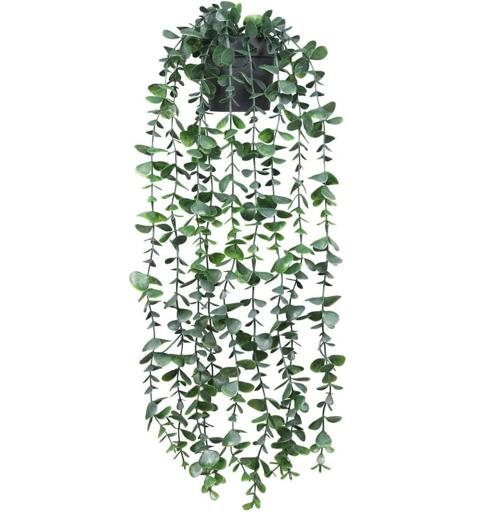 Artificial Hanging Plant, Fake Hanging Plants, Small Eucalyptus Faux Greenery, Eucalyptus Decor Vine Plant in Pot for Home Indoor Room Outdoor Office Wedding Wall Decoration