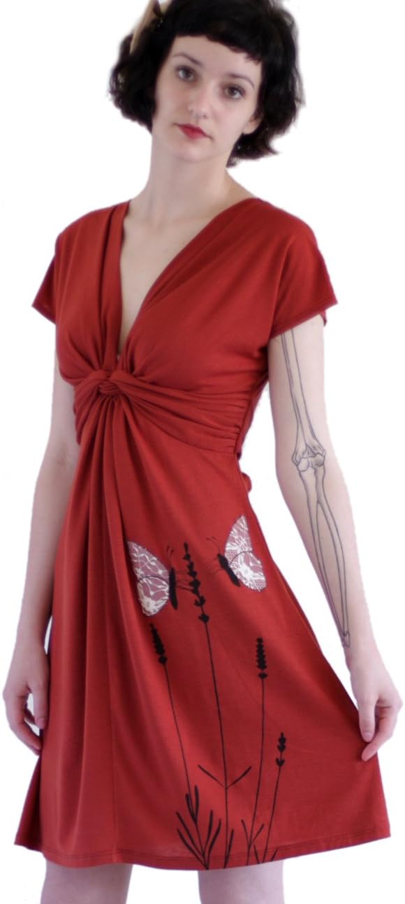 Zoe Chen Women's Twisted Front Dress with Butterfly Applique