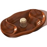 Walnut Cigar and Pipe Ashtray (with Cork Knock-out Post) | This handcrafted wooden ashtray with two slots is suitable for both indoor and outdoor use, making it an ideal gift for men.