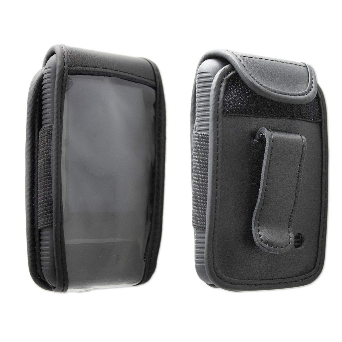 caseroxx Leather-Case with belt clip compatible with Dexcom G6 made from genuine leather, Pouch with belt clip and viewing window in black