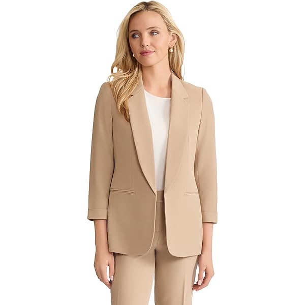 Crepe 3Q Sleeve Shawl Collar Jacket W WE at Amazon Women's