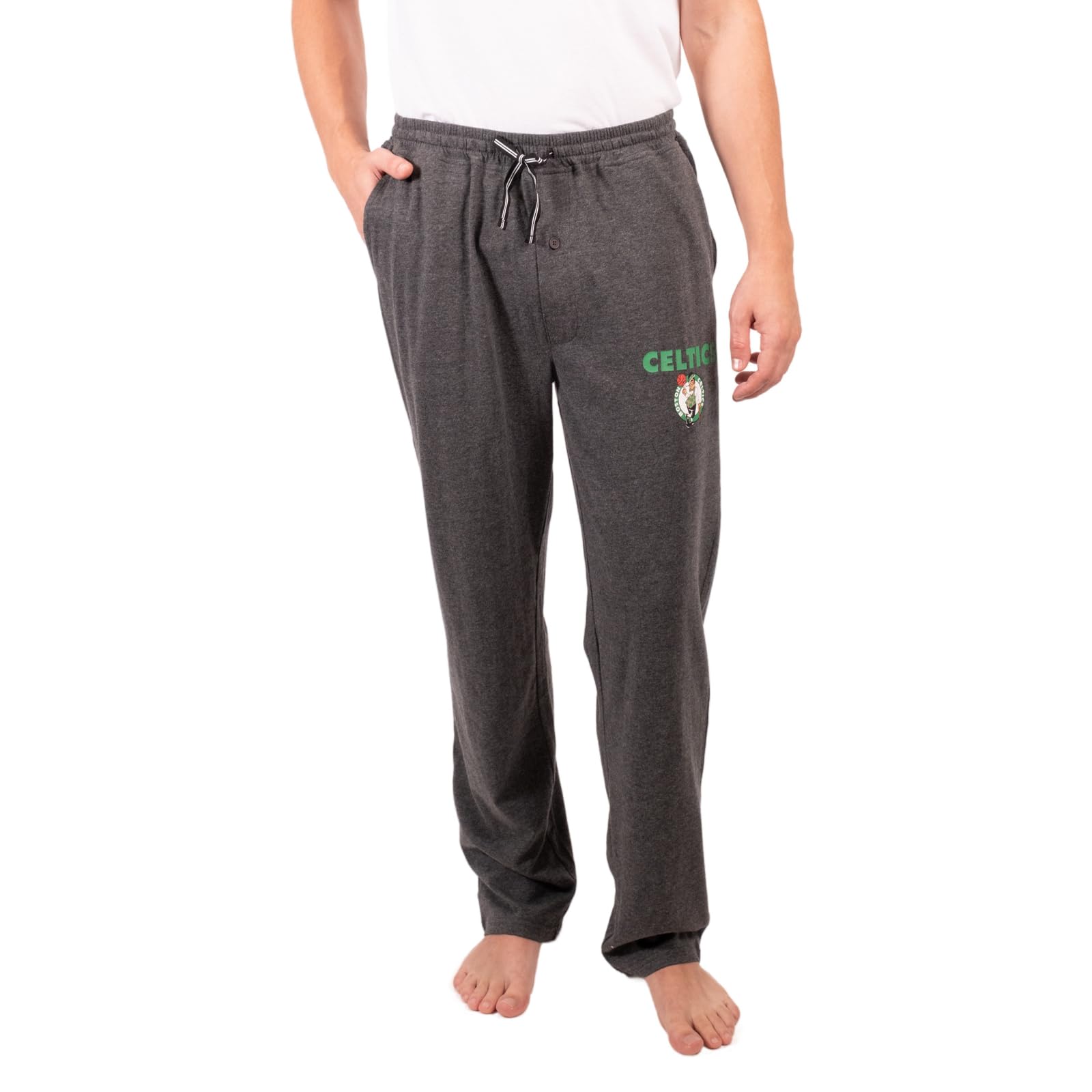 Ultra Game Men's NBA Official Sleepwear Super Soft Pajama Loungewear Pants, Boston Celtics, Heather Charcoal 23, Large Image
