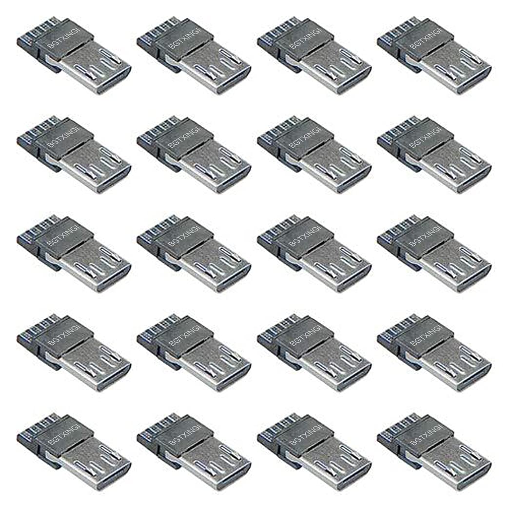 BGTXINGI 40PCS USB Type B Standard Micro Port Male Solder Plug Direct Jack Socket Connector Solder Welding Welding Plate for DIY USB Power Supply Breadboard Design Phone Power Cable