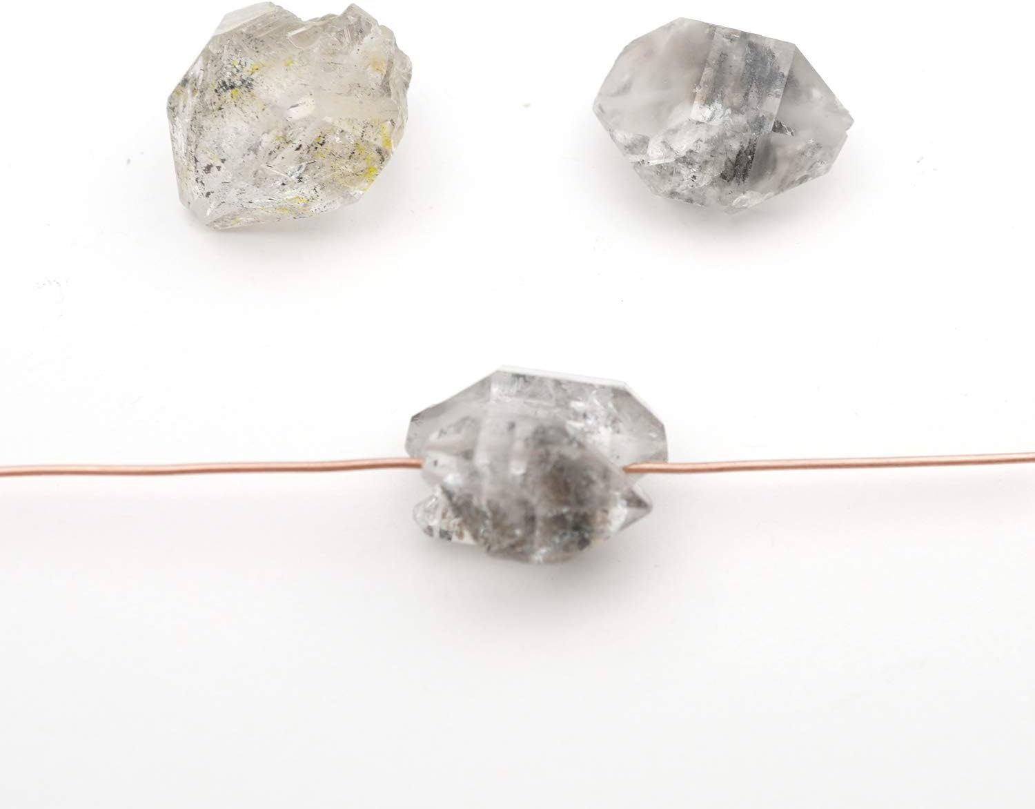 3 Pcs Black Clear Double Terminated Quartz Herkimer Beads Avg 20mm