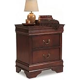 Signature Design by Ashley Alisdair 2 Drawer Nightstand, Reddish Brown | 21.63 in wide, Louis Philippe-style moulding, Metal slides beneath drawers, Antiqued bronze-tone pulls, Master bedroom use