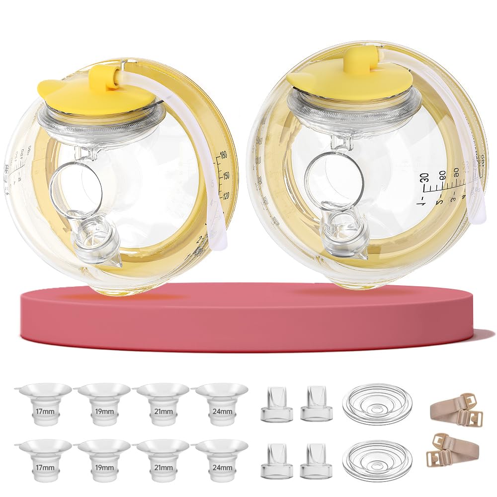 Photo 1 of Hands-Free Collection Cups for Medela Breast Pumps - Compatible with Freestyle Flex/Pump in Style with MaxFlow/Swing Maxi Pump Parts, Includes 27mm Flange + 17/19/21/24mm Inserts