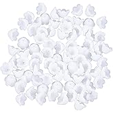 CustomyLife 100pcs Trumpet Flower Beads, Glass Flower Beads for Jewelry Making, Mini Flora Charms for Making Necklace Bracelets Earrings Home Decor DIY Craft- White