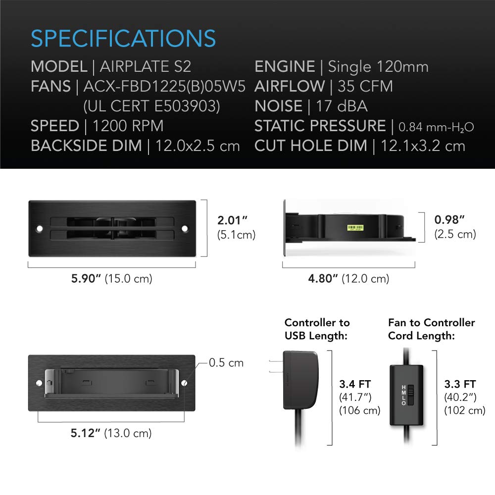 AC Infinity AIRPLATE S2, Quiet Cooling Blower Fan System 6