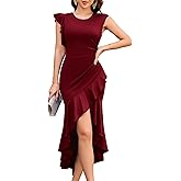 Dressystar 2026 Women High Low Wedding Guest Prom Dress Bodycon Sleeveless Ruffle Formal Evening Cocktail Party Dresses