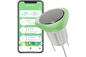 Smart 3-in-1 Soil Moisture/Temperature/Fertility Meter for Outdoor Plant, Soil Test Kit for Garden/Farming/Lawn, GreenVation Digital Soil Sensor with Tuya/Smart Life APP Push Notification
