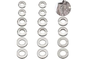 WADORN 18pcs Alloy Eyelets Grommets, Metal Screw-in Together Eyelets 10.5/13.8/16mm Round Grommet Snap Hole O-Ring Bag Loop Connector for DIY Handbag Clothes Curtain Leathercraft Making, Platinum