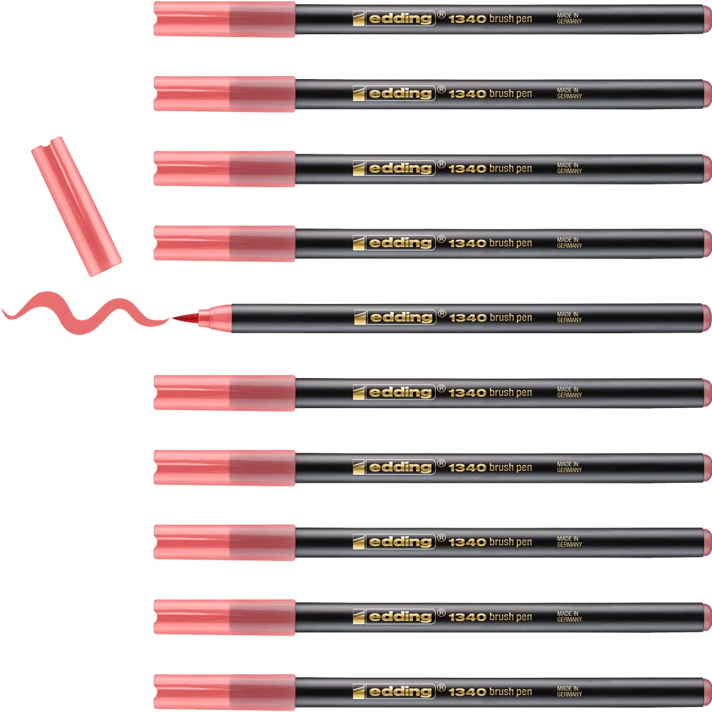 edding 1340 brush pen - apricot nude - box of 10 - flexible brush tip - felt-tip pen for painting, writing and drawing - bullet journals, hand lettering, mandalas, calligraphy — image 1