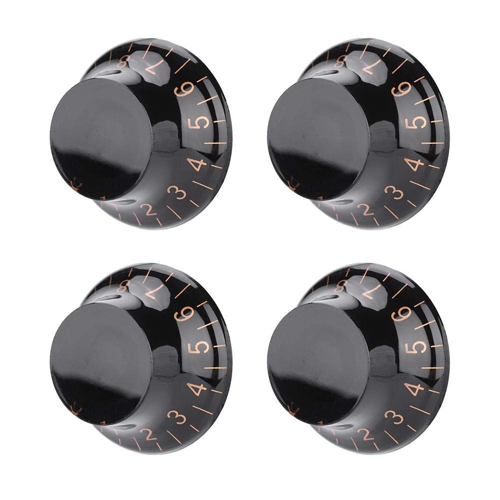 Drfeify 4 Piece Guitar Knob Set, Black Gold Speed | Tone Control Knobs for Electric Guitars